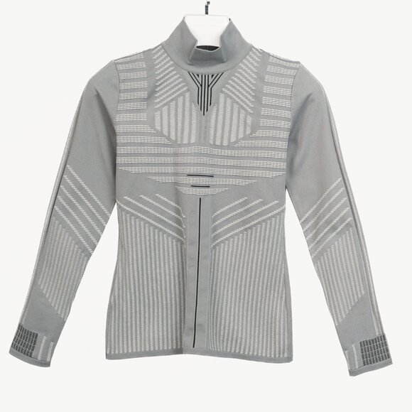 Prada Resort 2018 Runway Grey Embossed Techno Mock-Neck Long-Sleeve - Picture 2 of 14
